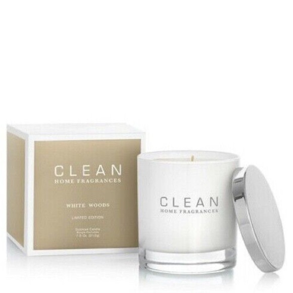 CLEAN Home Fragrances Limited Edition WHITE WOODS Scented Candle 7.5 oz SEALED - Picture 2 of 6